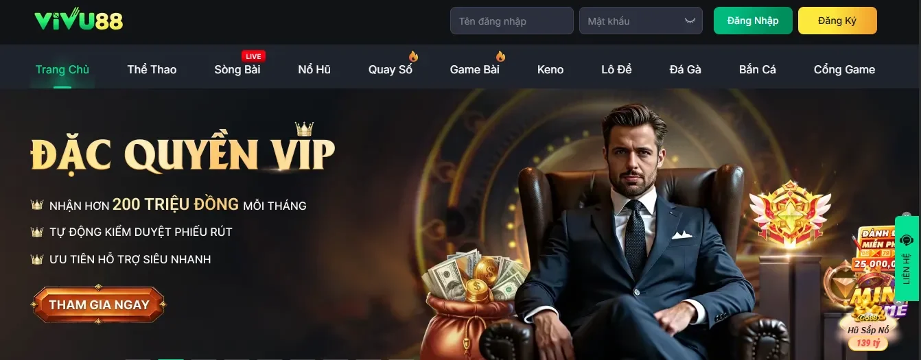 Đặc quyền VIP tại Vivu88